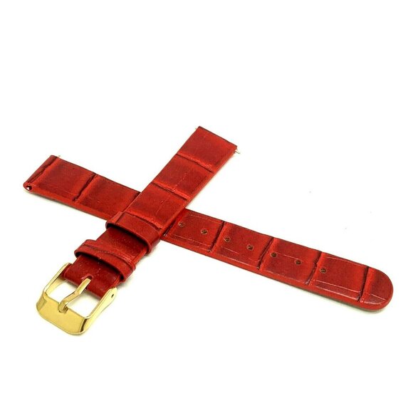 Invicta Watch Replacement Band Red Leather 16mm Lug Gold Tone Steel Clasp - Picture 1 of 7